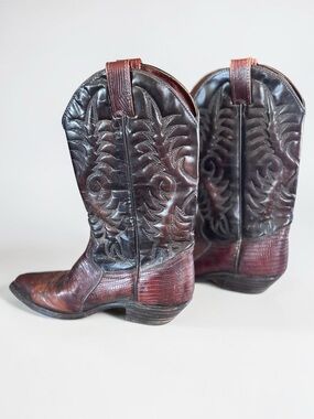 Vintage Leather Cowboy Boots Western Brown Embroidered Size 7 Gift